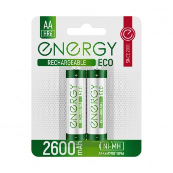 Аккумулятор ENERGY Eco NIMH-2600-HR6/2B АА 2шт 104989